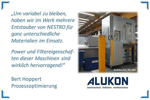 NESTRO Entstauber im Einsatz bei Alukon